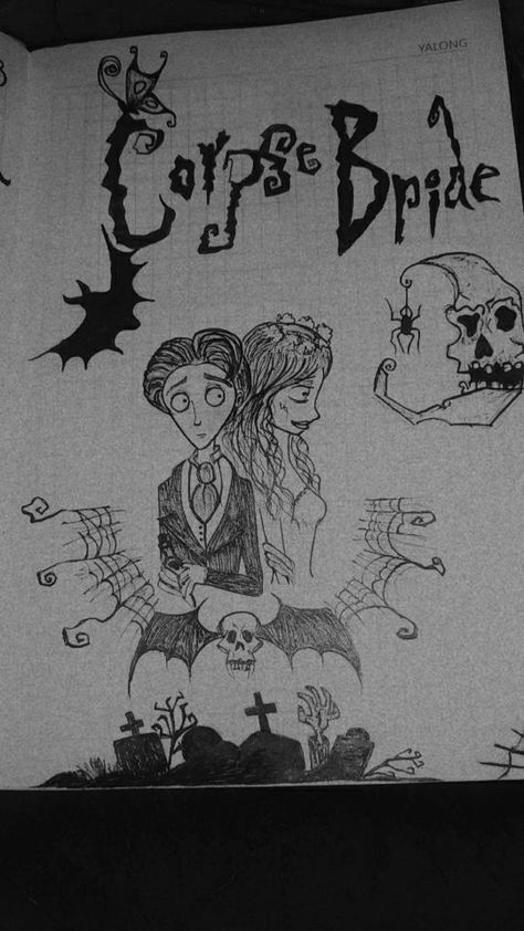 Night Before Christmas Drawings, Happy Birthday Sketch Drawing, Corpse Bride Drawing Easy, Corpse Bride Sketch, Corpse Bride Drawing, Tim Burton Drawings Style, Corpse Bride Quotes, Bride Drawing, Tim Burton Drawings