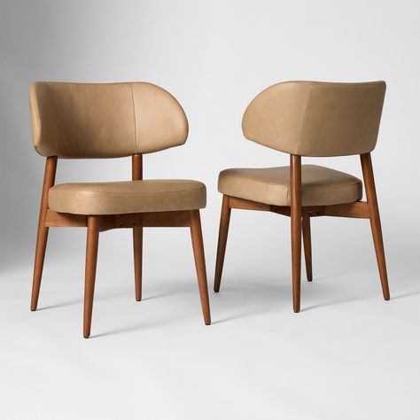 Hyde Leather Dining Chair | West Elm West Elm Dining Chairs, Modern Mediterranean Design, Walnut Dining Chair, Midcentury Modern Dining Chairs, Leather Dining Chair, Mediterranean Design, Velvet Dining Chairs, Leather Dining Chairs, Leather Dining