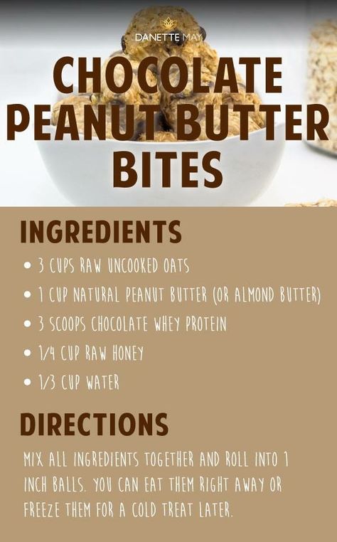 Chocolate Peanut Butter Bites by Danette May Dannette May Recipes, Butter Bites, Danette May, Peanut Butter Bites, Protein Balls Recipes, Protein Baking, Clean Snacks, Clean Eating Desserts, Protein Treats