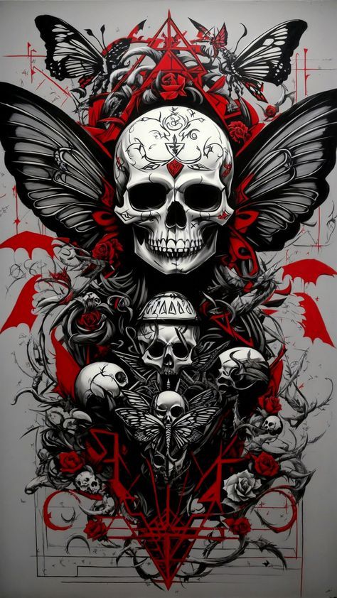 Goth Iphone Wallpaper, Unicornios Wallpaper, Tattoo Mandala, Skull Art Drawing, Cartoon Character Tattoos, Gothic Wallpaper, Gothic Fantasy Art, Dark Art Tattoo, Skull Artwork