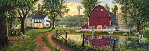 The Road Home Kim Norlien 1000 Piece Puzzle Beautiful Jigsaw Puzzle Farm Scenes, Rhinestone Crafts, Life Paintings, Farm Scene, Gems Art, Free Canvas, Rustic Colors, Color By Number, Mosaic Diy