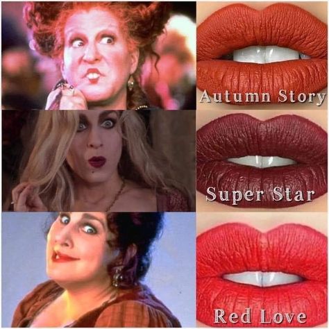 Sanderson Sister Makeup Ideas, Sanderson Sisters Makeup Looks, Sanderson Sister Makeup, Sanderson Sisters Makeup, Farmasi Lipstick, Farmasi Matte Liquid Lipstick, Sanderson Sisters Costumes, Hocus Pocus Sisters, Hocus Pocus Halloween Costumes