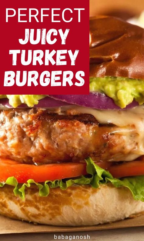 Juicy and moist turkey burger with ground turkey and guacamole. Dinner Ideas For Families, Best Dinner Ideas, Homemade Turkey Burgers, Ground Turkey Burgers, Moist Turkey, Grilled Turkey Burgers, Healthy Grilled, Juicy Turkey, Grilled Turkey