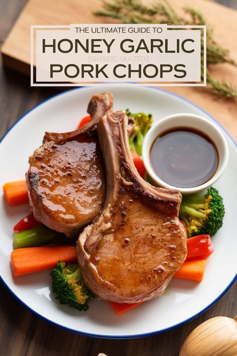 Tender pork chops marinated in a sweet and savory honey garlic glaze, perfect for a delicious and easy weeknight dinner. Honey Garlic Glaze, Teriyaki Glazed Salmon, Coconut Curry Shrimp, Mexican Pasta, Honey Garlic Pork Chops, Tender Pork Chops, Teriyaki Glaze, Glazed Pork Chops, Pork Chop Dinner