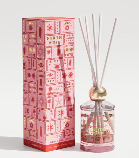 New Crystal Cove Mystic Rose Diffuser💫 Mystic Rose infused with Sunstone, Rose Quartz and Tiger’s Eye, 7oz / 200ml Step into summer’s embrace and bask in the mystical energy of sunstone, rose quartz, pink opal and tiger’s eye! #northmuse #diffusers #crystal #crystalhealing #homedecor #homefragrance Crystal Packaging Ideas, Unique Product Ideas, Luxury Box Design, Rose Quartz Pink, Sage Candle, Water Candle, Crystal Cove, Quartz Pink, Amber Crystal