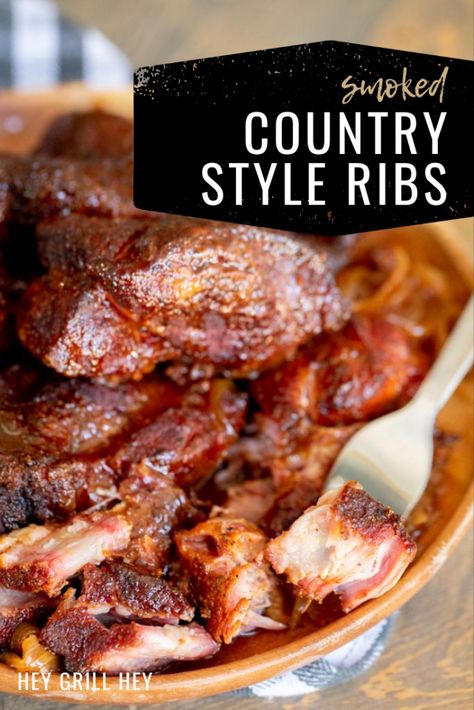 These Smoked Country Style Ribs are the perfect Sunday dinner when you're looking for something delicious and comforting to feed your family. The melt-in-your-mouth, rich pork ribs will knock your socks off with big smoky flavor. Smoked Country Style Ribs, Pit Boss Pellet Grill, Pellet Smoker Recipes, Hey Grill Hey, Smoked Recipes, Traeger Grill Recipes, Country Style Pork Ribs, Smoked Pork Ribs, Country Style Ribs