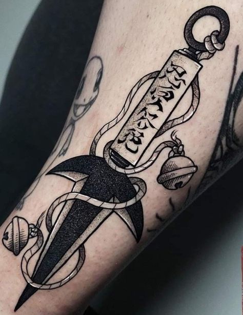 Minato Tattoo Ideas, Minato Kunai Tattoo, Minato Tattoo, Kunai Tattoo, Minato Kunai, Artistic Tattoos, Seal Tattoo, Thunder God, Kanji Characters