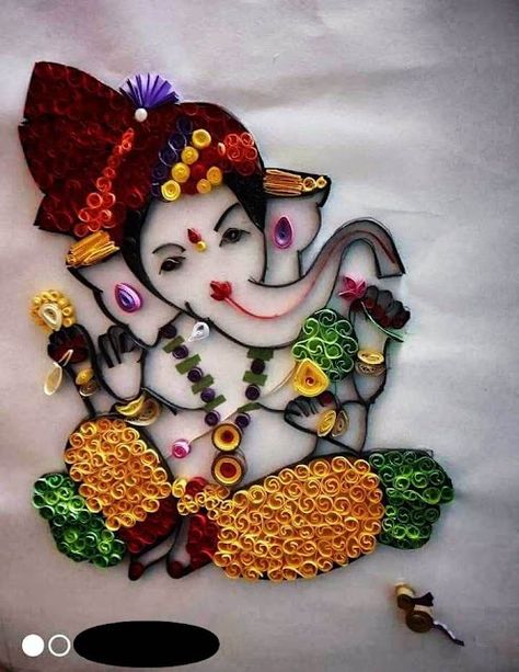 Ganesh Art Images Quilling Ganesha, Diwali Lighting, Ganesha Images, Quilling Dolls, Diwali Pooja, Quilling Work, Simple Rangoli Designs Images, Paper Quilling Patterns, Quilled Paper Art