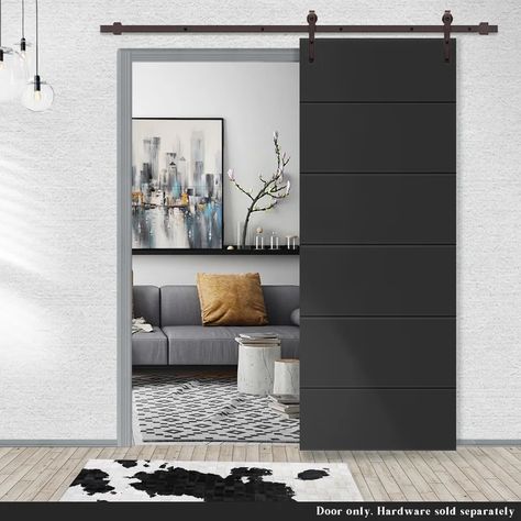 Calhome Modern Classic Paneled Dignity Blue Stained Composite Mdf Barn Door Slab | Wayfair Sliding Door Hardware Track, Track Design, Panel Interior Doors, Hollow Core Doors, Interior Sliding Barn Doors, Sliding Door Track, Barn Door Kit, Black Barn, Metal Barn