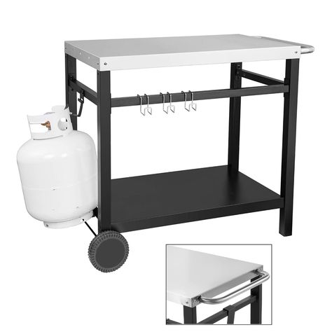 Arrives by Mon, Apr 18 Buy LUDOSPORT Movable Dining Cart Table Stainless Steel Kitchen Worktable for Outdoor Food Prep, with Hooks & Wheels at Walmart.com Black Stone Grill, Outdoor Grill Cart, Metal Work Table, Outdoor Cooking Station, Table Grill, Stainless Steel Table Top, Table Top Grill, Grill Stand, Grill Cart