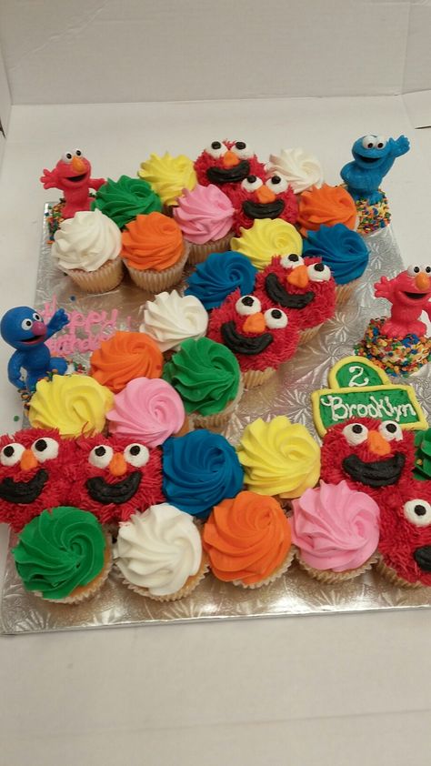 Number 2 Cupcakes Shape, Elmo Pull Apart Cupcake Cake, Number 2 Cupcake Cake 2nd Birthday, Elmo Number Cake, Sesame Street Cupcake Cake, Elmo Cupcake Cake, Sesame Street Pull Apart Cupcake Cake, 2 Cupcake Cake Number, Number 2 Cupcake Cake