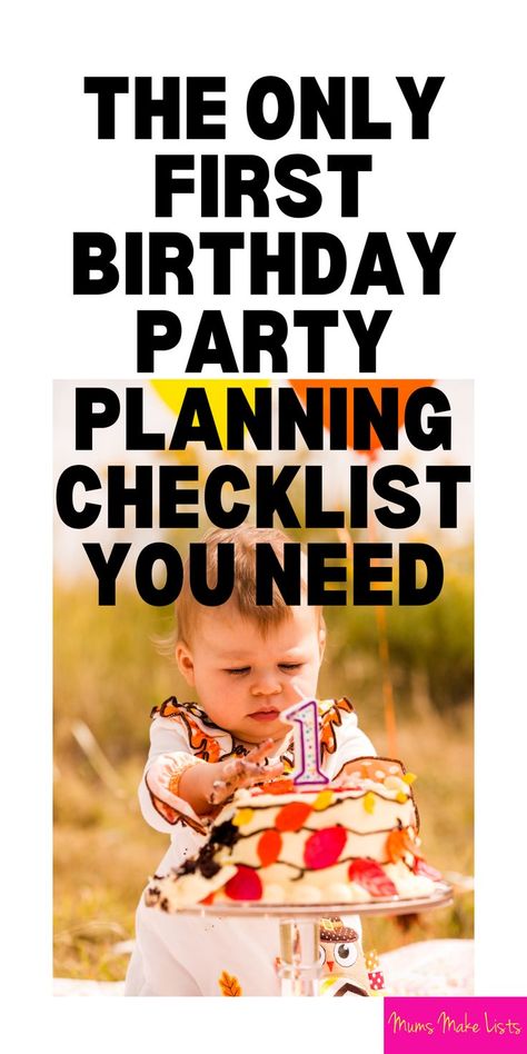 Are you about to plan your baby's first birthday party? Turning one is a milestone birthday and a first birthday is a celebration for parents as much as it is for the birthday baby boy or baby girl. Here is a step-by-step guide to planning a memorable first birthday party for your baby as they turn one. This is a first birthday party planning checklist with everything from booking venue, to invitations, party food, finger food for babies, party activities for babies, party planning Bday Party Checklist, Birthday Planning Checklist, Baby Birthday Food, Birthday Plan Ideas, Birthday Party Planning Checklist, First Birthday Activities, Food Finger, Simple First Birthday, Food For Babies