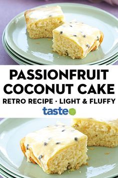 Coconut Passion Fruit Cake, Coconut Passionfruit Cake, Passionfruit Cake Recipe, Passionfruit Icing, Passionfruit Cake, Passionfruit Slice, Thermomix Recipes Dinner, Sweet Slices, Passion Fruit Cake