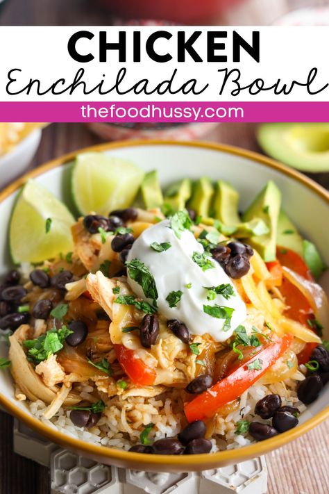 Chicken Enchilada Rice Bowl, Enchilada Bowls Healthy, Chicken Enchilada Bowl Healthy, Enchilada Bowl Healthy, Shredded Chicken Bowls, Chicken Enchilada Bowl, Enchilada Bowls, Enchilada Bowl, Shredded Chicken Enchiladas