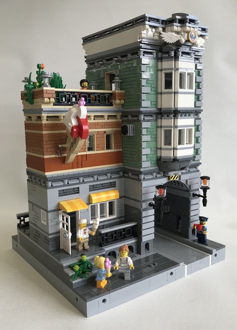 Lego Diorama, Lego House Ideas, Lego Houses, Lego Village, Lego Town, Lego 4, Big Lego, Lego Buildings, Construction Lego