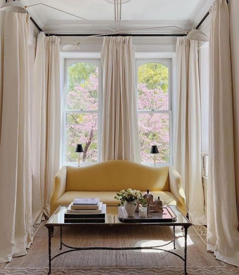 Upholstered Wall Panels, Yellow Sofa, Timeless Interior, Australian Interior Design, Artist House, Mellow Yellow, Vintage Modern, Small Living, Reading Nook