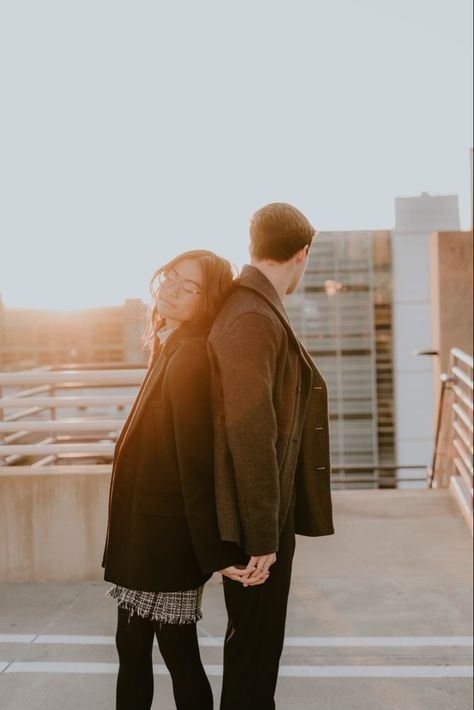 Boyfriend Girlfriend Photoshoot, Parking Deck Photoshoot Couples, Rooftop Photoshoot Ideas Couple, Parking Garage Photoshoot Friends, Parking Garage Couple Photoshoot, Top Of Parking Garage Photoshoot Couple, Couples Photoshoot Parking Garage, Parking Garage Photoshoot Couple, Couples Photoshoot Rooftop