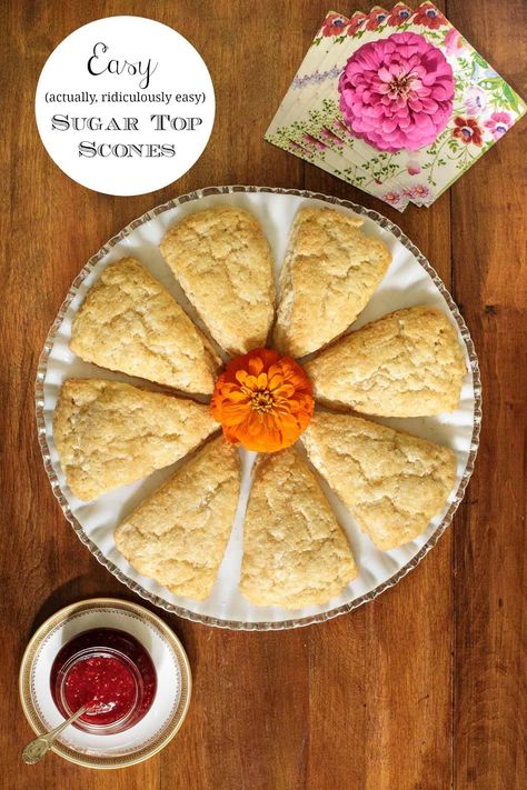 The easiest and most melt-in-your-mouth delicious scones ever! These easy sugar top scones can be made ahead and frozen (unbaked) for fuss-free entertaining too! #easyscones, #plainscones, #freezingscones, #howtomakescones via @cafesucrefarine Easy Scones, Raspberry Freezer Jam, Apple Scones, Cherry Scones, How To Make Scones, Raspberry Scones, Sommer Mad, Scone Recipes, Scones Recipe Easy