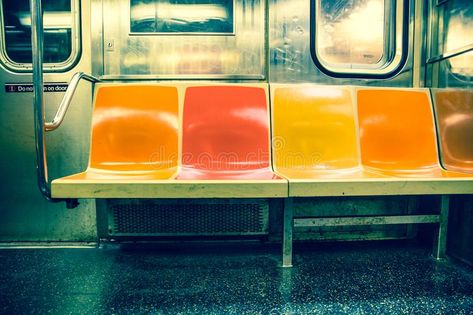 New York City Subway Car Seats royalty free stock photo Subway Seats, Subway Aesthetic, Mirror Of Erised, Subway Car, Background References, Gacha Background, New York City Subway, Subway Train, Still Life Photos