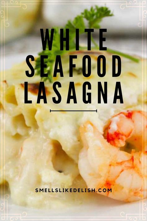 Discover a unique twist on a classic comfort food that's bursting with flavors of the sea. White Seafood Lasagna features tender pasta layers, succulent seafood, and a creamy white sauce, creating an unforgettable symphony of textures and tastes. White Shrimp Lasagna Recipe, Seafood Lasagna With Alfredo Sauce, Seafood Lasagna Recipe White Sauce, White Seafood Lasagna, Seafood Lasagna Recipe, Seafood Lasagna Recipes, Creamy White Sauce, White Lasagna, Béchamel Sauce