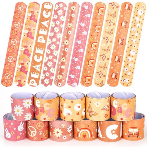 PRICES MAY VARY. A Large Number of: you can get 40 pieces of groovy party slap bracelets with 10 different styles, 4 pieces for each style; Plenty quantity and a variety of styles can meet your daily wear and replacement needs, you can also share them with your friend Cute Design: slap bracelets for kids are printed with patterns like victory gestures, butterflies, daisy flowers, buses, etc., which are fun and vivid; Delicate patterns and bright colors are these bracelets that can attract kids' Prize Gifts, Hippie Birthday, 5th Birthday Party Ideas, Hippie Party, Bracelet Rainbow, Birthday Party Activities, Slap Bracelets, Rainbow Butterfly, 11th Birthday