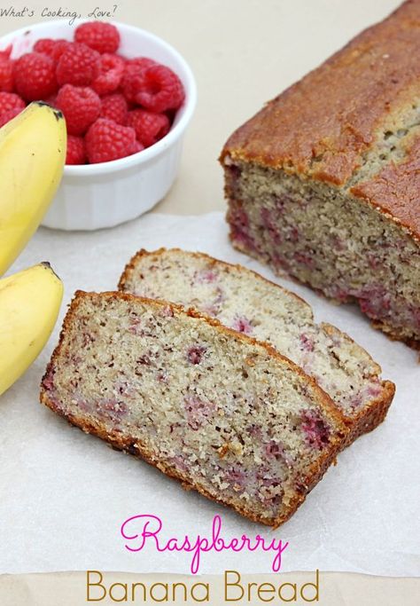 Raspberry banana bread Raspberry Banana Bread, Raspberry Bread, Raspberry Banana, Whats Cooking, Protein Powder Recipes, Powder Recipe, Delicious Bread, Dessert Bread, Breakfast Breads