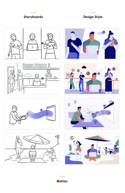 Storyboard For Motion Graphics, Motion Graphic Illustration, Story Illustration Ideas, Story Board Design, Design Storyboard, Brand Animation, Storyboard Film, Desain Ux, Storyboard Examples