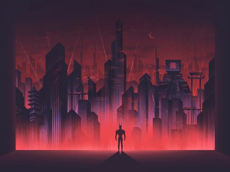 The fire rises in Neo-Gotham.  Click on the @2x Neo Gotham, Beyond Skyline, Gotham City Skyline, Justice League Wonder Woman, Dark City, Perspective Art, Arte Cyberpunk, Batman Beyond, Neo Noir