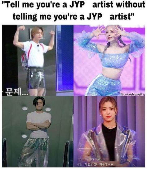 Itzy Clothes, K Pop Clothes, Jyp Oppa, K Pop Funny, Jyp Artists, Plastic Clothing, Kdrama Memes, Fandom Kpop, Dara Kpop