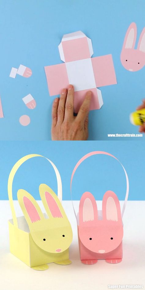 easter crafts Easter Paper Crafts, Paper Bunny, Easter Arts And Crafts, Fun Easter Crafts, Easter Bunny Basket, Basket Crafts, Easy Easter Crafts, Easter Bunny Crafts, Bunny Basket