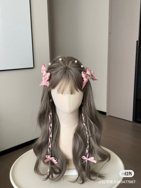 Korean Hairstyle Ideas, Korean Hair Color, Hair Style Korea, Hair Inspiration Long, Kpop Hair, Kawaii Hairstyles, Trendy Hairstyle, Ribbon Hairstyle, Pretty Hair Color