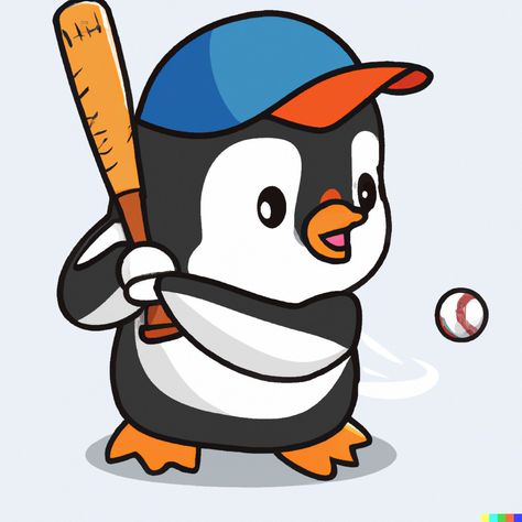 A penguin is playing baseball Drawings Of Cartoon Characters, Baseball Cartoon, Baseball Drawings, Plush Keychains, Animal Doodles, Drawing Cartoon Characters, Play Baseball, Amazing Drawings, Dibujos Cute