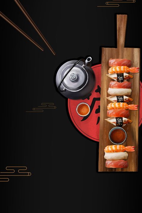 Sushi Gourmet Poster Advertising Background Fine Dining Photography, Pizza Sale, Food Festival Poster, Restaurant Website Design, Japanese Food Sushi, Sushi Menu, Menue Design, Restaurant Poster, Sushi Design