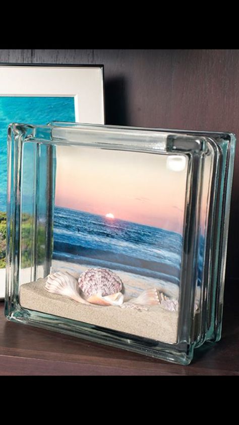 Glass Block Crafts, Art Coquillage, Coastal Interior, Seashell Projects, Houses Ideas, Glass Block, Seashell Art, Coastal Interiors, Beach Crafts