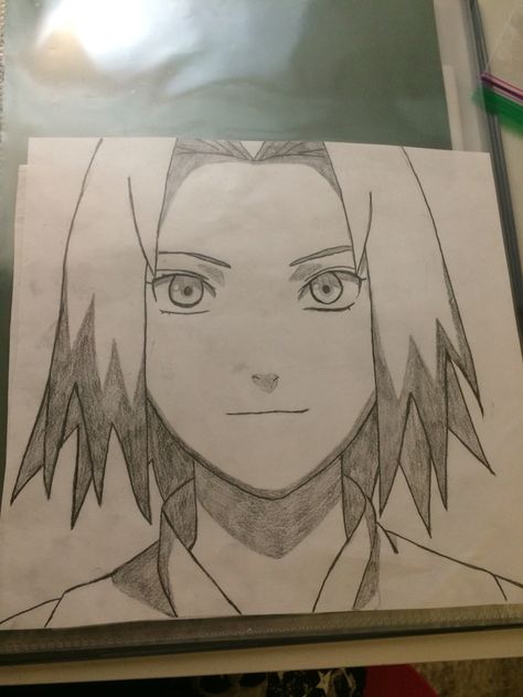 Sakura from Naruto Sakura Sketch Drawing, Sakura Drawing Naruto, Sakura Drawing Easy, Sakura Sketch, Sakura Drawing, Sakura From Naruto, Naruto Drawings Easy, Naruto Sakura, Naruto Sketch Drawing