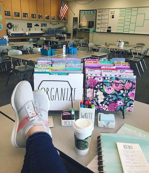 On Friday, I tried something new called ‘Starbucks Time’ Students worked on their vocabulary independently while having snack and listening… Teacher Desk Organization, Classroom Goals, My To Do List, Elementary Classroom Decor, Teacher Desk, English Classroom, New Classroom, Teacher Organization, Classroom Design