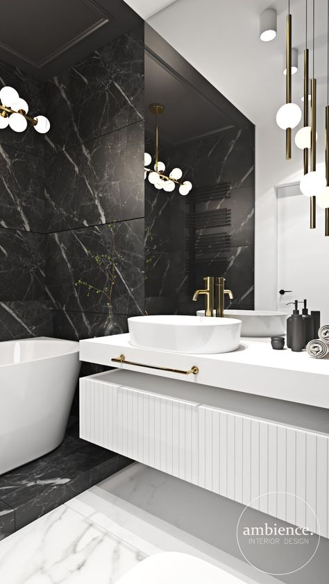 Bathroom Interior Design Luxury Black, Ensuit Bathroom, Black And White Marble Bathroom, Small Bathroom Remodel Cost, Bathroom Interior Design Luxury, Small Ensuite, Bathroom Colour, Glamorous Bathroom Decor, Bathroom Interior Design Modern