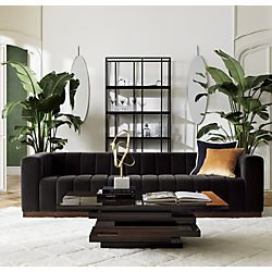 Stack Hi-Gloss Wood Coffee Table Ideas Para Decorar Jardines, Black Sofa Living Room, Black Couches, Black And White Living Room, Black Living Room, Trendy Living Rooms, White Living, Black Sofa, White Living Room