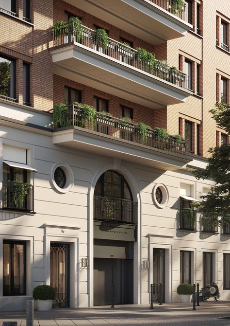 Commercial Residential Building Design, Luxury Apartments Exterior, Modern Classical Architecture, Classic Facade, Classical Building, Apartments Exterior, Apartment Exterior, Facade Architecture Design, Classic Building