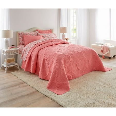 Coverlet Bedding Ideas, Coral Bedspread, Ruffle Bedspread, Floral Sheets, Blue Bedspread, Bamboo Sheets Bedding, Blankets For Winter, Cosy House, Queen Bedspread