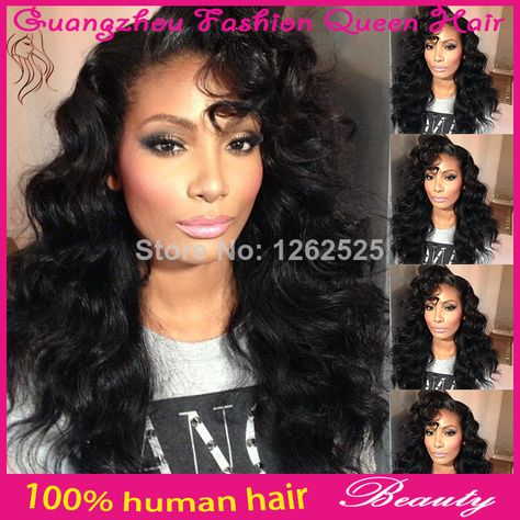 2014 Hot Sale Medium Lace Front Wigs New Arrival Lace Front Human Hair Wigs Virgin Brazilian Natural Black Wig For Black Women 90's Hairstyles, Haute Hair, Hair Laid, Relaxed Hair, Hair Life, Loose Hairstyles, Love Hair, Great Hair, Big Hair