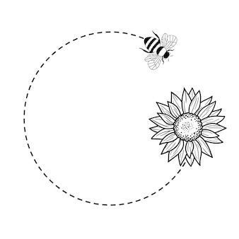 Flower Circle Drawing, Sunflower Drawing Simple, Sunflower Circle, Sunflower And Bee, Cute Flower Drawing, Drawing Borders, Frame Flowers, Sunflower Drawing, Baby Theme