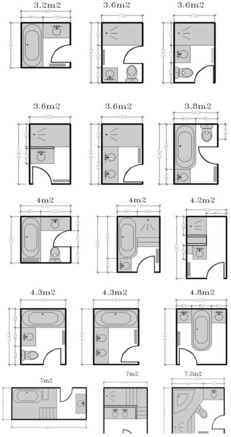 Small Bathroom Floor Plans, Small Bathroom Plans, تصميم دورة مياه, Bathroom Layout Ideas, Bathroom Layout Plans, Small Full Bathroom, Bilik Air, Dekorere Bad, Small Bathroom Layout