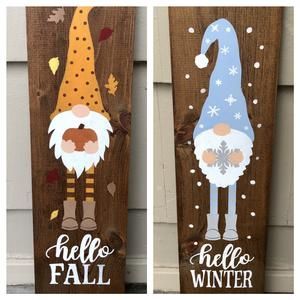 Holiday Gnome Signs / Gnome Signs / Gnome Decor | Etsy Wood Porch Signs, Gnome Bathroom, Gnome Signs, Gnome Paint, Wood Porch, Gnome Decor, Bathroom Rules, Winter Signs, Hello Winter