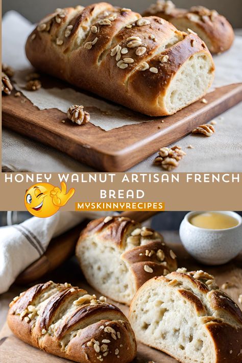 🍯🥖 Indulge in the delightful sweetness of Honey Walnut Artisan French Bread! 🌰🍞 This homemade bread combines the rich flavors of honey and crunchy walnuts, creating a perfect harmony of taste and texture. ✨ Follow this easy recipe to bake your own loaf of heavenly goodness. Perfect for breakfast, brunch, or as a savory side dish! 😋👌 #HomemadeBread #myskinnyrecipes #HoneyWalnutBread #ArtisanBread #DeliciousRecipes 🍽️ French Onion Bread, French Bread Recipes, Bread Flavors, Dutch Oven Bread, French Bread Recipe, Honey Walnut, Walnut Bread, Honey Oats, Bread Serving