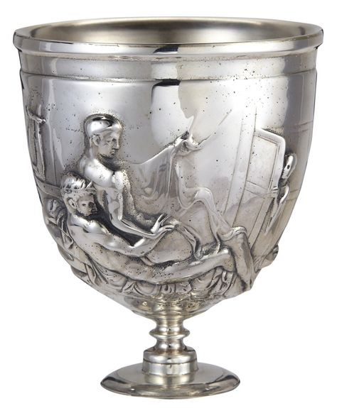 The Warren Cup is rare among Roman artifacts in showing male-male intercourse, and is graphic even by ancient Athenian standards. Controversially dated to the early empire, is this silver cup making a deliberately risqué statement about Rome’s relationship with Greek culture for a clientele that swapped stories about Julius Caesar’s supposed affair with the King of Bithynia? Or is it a modern fake? It gets its name from Edward Perry Warren who bought it from a dealer in 1911. Ancient Pompeii, Roman Artifacts, Masculine Art, Cup Making, Classical Greece, Roman Sculpture, Classical Antiquity, Greek Culture, Museum Displays