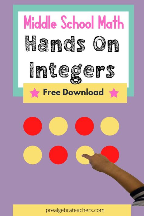 If you are looking for ways to make teaching Integers more hands on and interactive in your middle school Math, check out these 3 ideas and download this free Integers Reference Sheet. | PreAlgebra Teachers Integers Games Middle School, Prealgebra Middle School, Teaching Algebra Middle School, Multiplying Integers Activity, Mental Math Activities, Adding Integers Worksheet, Integers Activities, Teaching Integers, Pre Algebra Activities