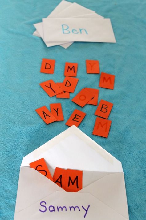 A fun way to practice matching upper case and lower case letters for kids. Preschoolers can mail names to each other! Matching Uppercase And Lowercase Letters, Literacy Preschool, Preschool Names, Fun Alphabet, Alphabet Activity, Community Helpers Theme, Community Helpers Preschool, Preschool Language, Alphabet Learning