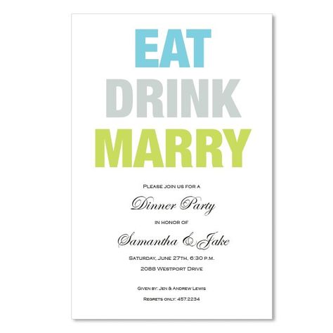 Eat Drink Marry Invitations by TheAmericanWedding.com Wedding Rehearsal Dinner Invitations, Florida Beach Wedding, Rehearsal Dinner Invitation, Reception Invitations, Dinner Invitation, American Wedding, Rehearsal Dinner Invitations, Dinner Invitations, Beautiful Wedding Invitations