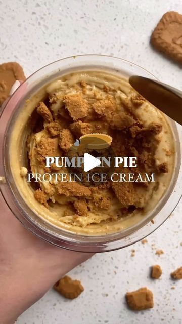 Ninja Creami Recipes | High Protein | Ice Cream on Instagram: "Pumpkin Pie Protein Ice Cream with Biscoff cookie crust crumbs 🎃🍂🍦

Remember yesterday when I said the air was getting more crisp??? Well jokes on me because we’re back to 30C + this weekend. Sooooooo one last ninja creami recipe!!

Comment “pumpkin ice cream” and I’ll send the recipe straight to your DMs! You can also find the full recipe at https://basicswithbails.com/course/dessert/pumpkin-pie-protein-ice-cream-ninja-creami-recipe/

INGREDIENTS YOU NEED -
Fairlife skim milk
Unsweetened almond milk
Pumpkin purée
Pumpkin pie spice
Vanilla protein powder (I used @pescience Gourmet Vanilla - use code BAILEY at checkout to save $$)
Vanilla jello pudding mix
Biscoff cookie

#proteinicecream #ninjacreami #ninjacreamicreations #p High Protein Ice Cream, Ninja Creami Recipe, Vanilla Jello, Ninja Creami Recipes, Dessert Pumpkin, Pumpkin Pie Protein, Creami Recipes, Pumpkin Ice Cream, Protein Ice Cream